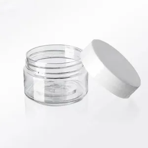 Bocaux cosmétiques transparents contenant des pots de crème pour le visage en plastique blanc vide lotion et crème dans des bouteilles séparées