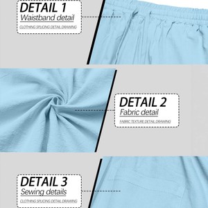 <span class=keywords><strong>Pantalon</strong></span> de plage d'été décontracté en <span class=keywords><strong>lin</strong></span> pour hommes européens et américains, coupe droite, taille mi-haute avec cordon de serrage, infroissable et respirant, grande taille - Product Image 3