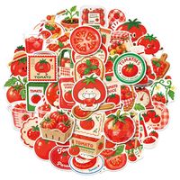 50 autocollants rétro en forme de tomate pour ordinateur portable, bagages, décoration créative, ketchup, cuisine, autocollants DIY