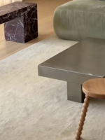 Table basse en acier inoxydable, design minimaliste rectangulaire, finition mate brossée de qualité supérieure, personnalisable, design de créateur