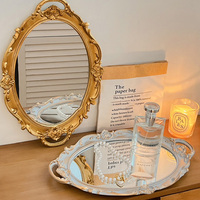 Miroir de maquillage de style européen et américain, miroir de coiffeuse populaire, miroir rétro français, ornement de bureau, plateau de rangement pour bijoux