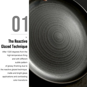 Platos de porcelana reactivos <span class=keywords><strong>para</strong></span> Catering, platos de cena de cerámica redondos de alta calidad <span class=keywords><strong>para</strong></span> restaurante y Hotel, color negro - Product Image 3