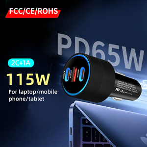 Chargeur de téléphone GaN pour <span class=keywords><strong>voiture</strong></span> 2026 115W 3 ports double PD 65W 12V Chargeur rapide pour <span class=keywords><strong>voiture</strong></span> Adaptateur de téléphone <span class=keywords><strong>portable</strong></span> OEM ODM - Product Image 4