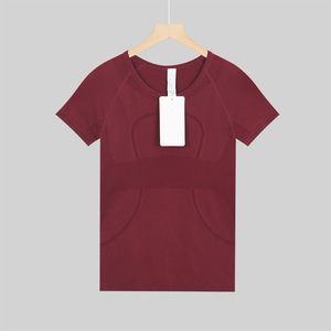 Wholesale Lulu New Women's Short Sleeved Athlete <strong>Tech</strong> Top Breathable Fitness Yoga <strong>Outfit</strong> With Gingham Pattern for T-shirt - Product Image 3