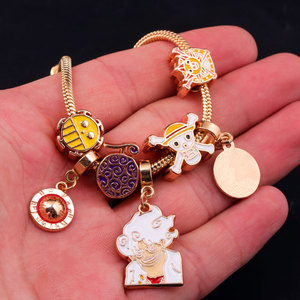 Gelang Logam DIY Anime Dewa Matahari Kelima Nika Luffy, Gelang Berliontin, Gelang Rantai Manik-Manik yang Dapat Disesuaikan - Product Image 3