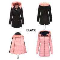 2026 manteau d'hiver décontracté grande taille pour femmes avec col en fourrure double face détachable veste Parker matelassée avec chapeau détachable