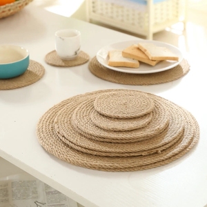 Napperons ronds <span class=keywords><strong>en</strong></span> <span class=keywords><strong>jute</strong></span>, <span class=keywords><strong>tapis</strong></span> <span class=keywords><strong>de</strong></span> table isolants <span class=keywords><strong>en</strong></span> <span class=keywords><strong>corde</strong></span> <span class=keywords><strong>de</strong></span> chanvre, tissés à la main, coussins ronds, tasses, sous-verres - Product Image 2