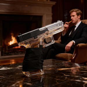 דיקנטר בצורת אקדח למשקאות חריפים, עשוי בעבודת יד, מצופה זכוכית בדוגמת הסוואה, למשקאות כמו בורבון, אלכוהול, טקילה וויסקי. - Product Image 4