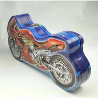 Boîte en étain en forme de grande moto à 2 roues avec serrure, cadeau de haute qualité pour enfants