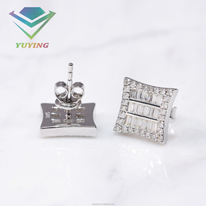 In Stock Unisex 925 Sterling Silver VVS <b>Moissanite</b> Diamond Baguette Cut Stud <b>Earrings</b> Pass Diamond Tester GRA Certificate Gift - Product Image 3