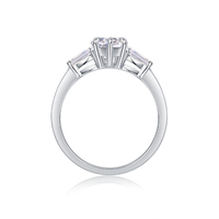 Bague en moissanite à trois pierres de couleur blanche avec certificat GRA, bague de fiançailles, bague de promesse, argent 925 plaqué rhodium