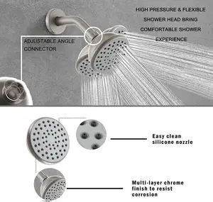 Bathroom Showers Aquacubic Shower Faucet Set Brushed Nickel Shower And Tub Trim Kit Single Handle Bathroom Rain Shower System