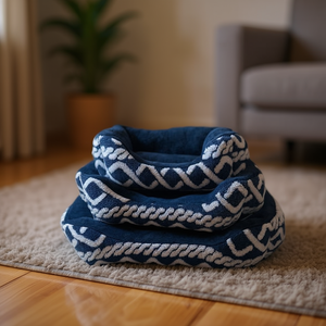 Cuccia Quadrata in Peluche Blu Scuro per Conigli e Animali Artici, Comoda Cuccia per Animali Domestici - Product Image 3