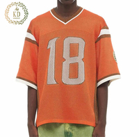 KD fabricant de tricot personnalisé OEM ODM Logo col en V manches courtes évider Crochet t-shirt pull en tricot maillots de basket-ball de football