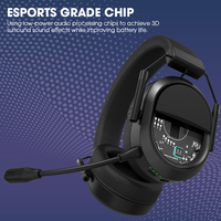 Casque de jeu supra-auriculaire populaire avec microphone, compatible Bluetooth sans fil, trois modes pour le sport et l'utilisation sur téléphone portable, en métal durable