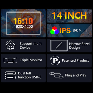 14 inch máy tính xách tay mở rộng màn hình ba màn hình xách tay FHD 1080P màn hình với bằng sáng chế thích ứng với <span class=keywords><strong>Apple</strong></span> máy tính xách tay OEM - Product Image 3