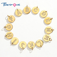 26 pendentifs en acier inoxydable plaqué or véritable avec incrustation de CZ, lettres initiales de l'alphabet pour la fabrication de colliers
