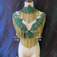 Wuku 2021 Buatan Tangan DIY Gratis Tambalan Applique Rumbai Kristal Hijau