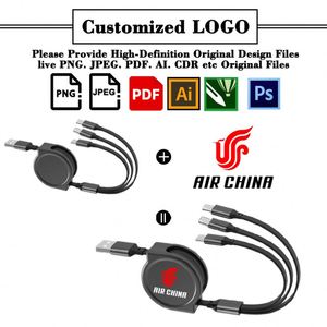 Three-In-One Liquid Data Customized Advertising Gift Logo Fast Charge 3A Telescopic Drag Three Charging <b>Cable</b> - Product Image 2