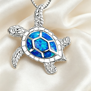 Collar de Lujo <span class=keywords><strong>con</strong></span> <span class=keywords><strong>Inicial</strong></span> Plateada y Dijes de Tortuga Marina, <span class=keywords><strong>Cadena</strong></span> de Caja Chapada en Rodio <span class=keywords><strong>con</strong></span> Ópalo, de Moda, Unisex, para Bodas, Compromisos y Regalos - Product Image 4