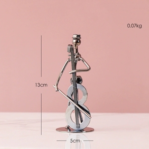 Figura Decorativa de Músico de Metal, Estatua Vintage de Hierro de un Músico con Guitarra, Saxofón o Violonchelo, Decoración para Escritorio o Mesa - Product Image 3