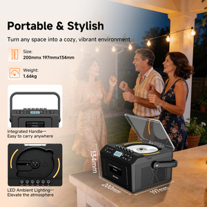 RetekeSS CD Player Tape Player USB TF Card Bluetooth Radio Boombox With Clock Alarm Portable Stereo System - Product Image 3