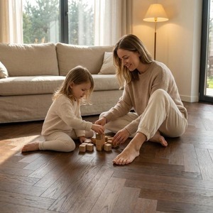 Suelos de <span class=keywords><strong>parquet</strong></span> de madera multicapa de lujo, grado Select, de roble ingenierado con acabado en nogal negro, núcleo de abedul ruso de 14 mm - Product Image 3