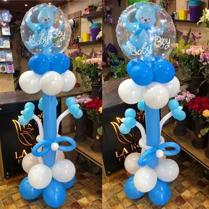 4D-Transparent Baby Mädchen Junge Bär Blase Ball Geburtstag Party blau rosa Ballon Baby-Bebei Geschlecht offenbar Dekor DIY-Geschenkzubehör