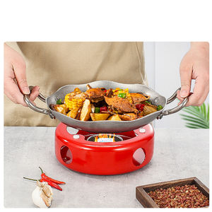 Olla de arroz de marisco <span class=keywords><strong>Vintage</strong></span> de acero inoxidable, Paella para cocinar en casa, platos para aperitivos de Picnic, utensilios de cocina, cacerola, ollas secas con asa - Product Image 3