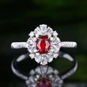 Anillo de rubí natural vintage SGARIT, oro macizo de 18 quilates, 0.6 quilates, piedra preciosa certificada por GUILD, joyería fina de boda para mujer - Product Image 1