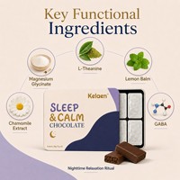 Tablettes de chocolat Sommeil et Calme : Glycinate de magnésium, L-Théanine, Camomille, GABA – Soulagement du stress et confort pré-sommeil
