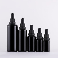 En stock vide noir 10ml 15ml 30ml 50ml 100ml 200ml épaule plate noir violet verre sérum huile flacon compte-gouttes