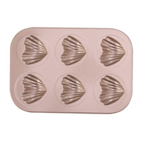 Moule à gâteau en acier au carbone antiadhésif en forme de cœur à 6 cavités, compatible four, pour la cuisson de gâteaux et de pains
