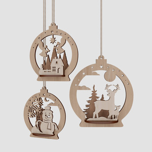 Wanuocraft Ornements <span class=keywords><strong>de</strong></span> <span class=keywords><strong>Noël</strong></span> <span class=keywords><strong>en</strong></span> <span class=keywords><strong>bois</strong></span> découpés au laser 3D faits à la main, Père <span class=keywords><strong>Noël</strong></span>, rennes, boules d'arbre, formes écologiques pour <span class=keywords><strong>Noël</strong></span> - Product Image 4
