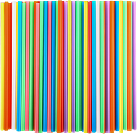 100 Pailles Colorées Jetables Biodégradables Écologiques Sans BPA pour Fêtes, Bars, Accessoires, Thé aux Perles et Usage Domestique