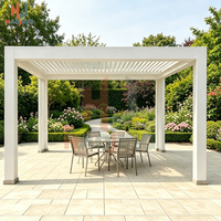 Pavillon à persiennes en aluminium à manivelle manuelle, moderne, 4x4, résistant au vent et à la neige, abri isolé avec système de drainage pour terrasse, maison, jardin