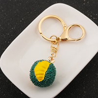 Porte-clés Durian, Breloque Fruit 3D en Résine, Pendentif Durian Réaliste pour Voiture et Sac, Cadeau Mignon Porte-clés Alimentaire pour Femme