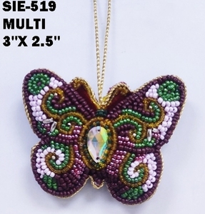 เครื่องประดับผีเสื้อหลากสีประดับด้วยลูกปัดทำมืออย่างประณีต พร้อมประดับด้วยอัญมณีสีรุ้งและห่วงแขวนสีทอง - Product Image 2