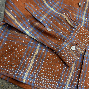 <span class=keywords><strong>Chemise</strong></span> à <span class=keywords><strong>carreaux</strong></span> orange pour <span class=keywords><strong>homme</strong></span> de haute qualité, entièrement ornée de strass, vente en gros, mode printemps automne, <span class=keywords><strong>chemise</strong></span> en flanelle ample à manches longues - Product Image 4