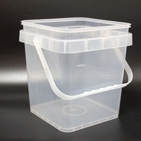Seau en plastique transparent carré personnalisé de 2 L, 5 L, 20 L avec couvercle et poignée, conteneur alimentaire en plastique, emballage pour barbe à papa