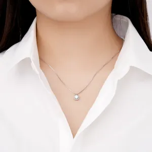 Choker Necklace 5MM 0.5Carat D Color Moissanite Diamond Square Pendant Real 925 Sterling Silver Necklace Gift For Women