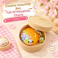 Regenbogen-Acryl-Dampfbrötchen mit fließender Füllung, Glitzer-Stressabbau-Cartoon-Schlüsselanhänger, Dampfgarer-Blindbox-Taschenanhänger, kleines Geschenk für