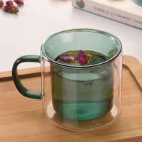 Mug de voyage en verre borosilicate à double paroi, coloré, isolé, écologique, compatible lave-vaisselle et micro-ondes