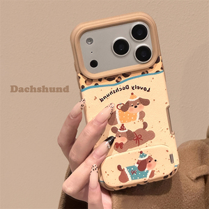 Étui de téléphone en cuir tendance avec motif chien de dessin animé mignon et support miroir, compatible <span class=keywords><strong>iPhone</strong></span> 16 Pro Max, 17, 15, 13, <span class=keywords><strong>11</strong></span> – Doux et abordable, vente en gros - Product Image 3