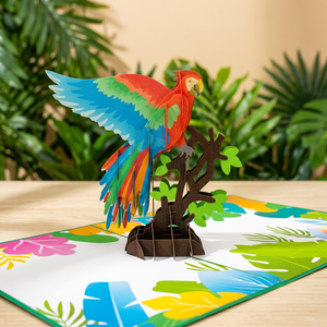 Tarjeta Pop-up 3D de Loro al por Mayor, Diseño Personalizado, Artesanía Hecha a Mano, Arte en Papel, Vietnam, Regalos de Acción de Gracias y Cumpleaños, Impresión Offset - Product Image 4