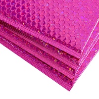 Sac de courrier laser rose rouge avec logo personnalisé, feuille métallique, emballage de transport en plastique, enveloppe de courrier en polyéthylène, sac à bulles