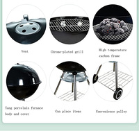 Barbecue au charbon de bois rond portable de 22 pouces pour balcon, camping, pique-nique, livraison directe