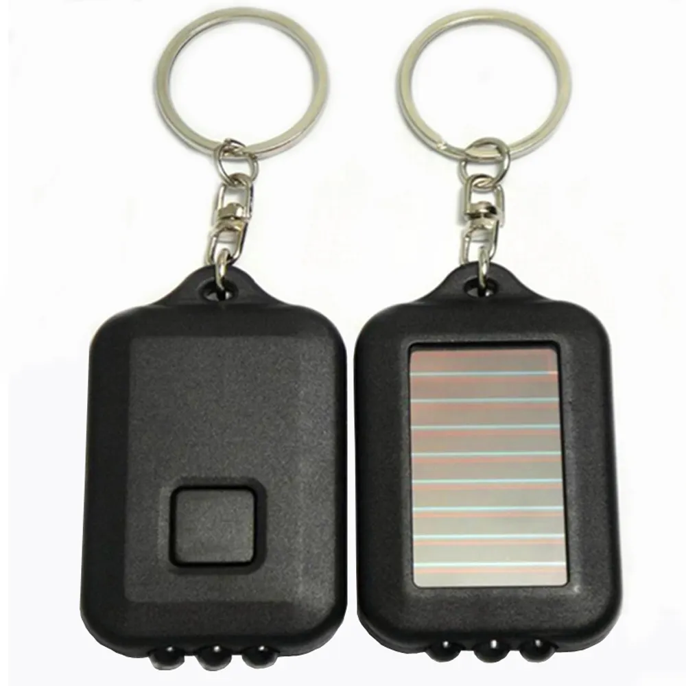 Mini Solar Energy Keychain 3 LED Flash light Lamp Torch