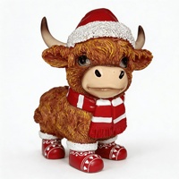 Figur Hewan Natal Resin Kustom Sapi Highland Anak Sapi Skotlandia Dekorasi Rumah Suasana Natal Alat Peraga Foto Hadiah Liburan