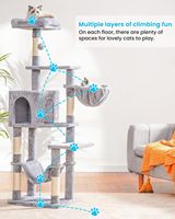 Tour de chat en bois à plusieurs niveaux avec grand hamac Condo d'intérieur pour chat avec griffoirs recouverts de sisal Emballage en carton